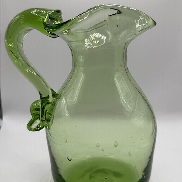 Green Glass Pitcher - Picture 4 of 6